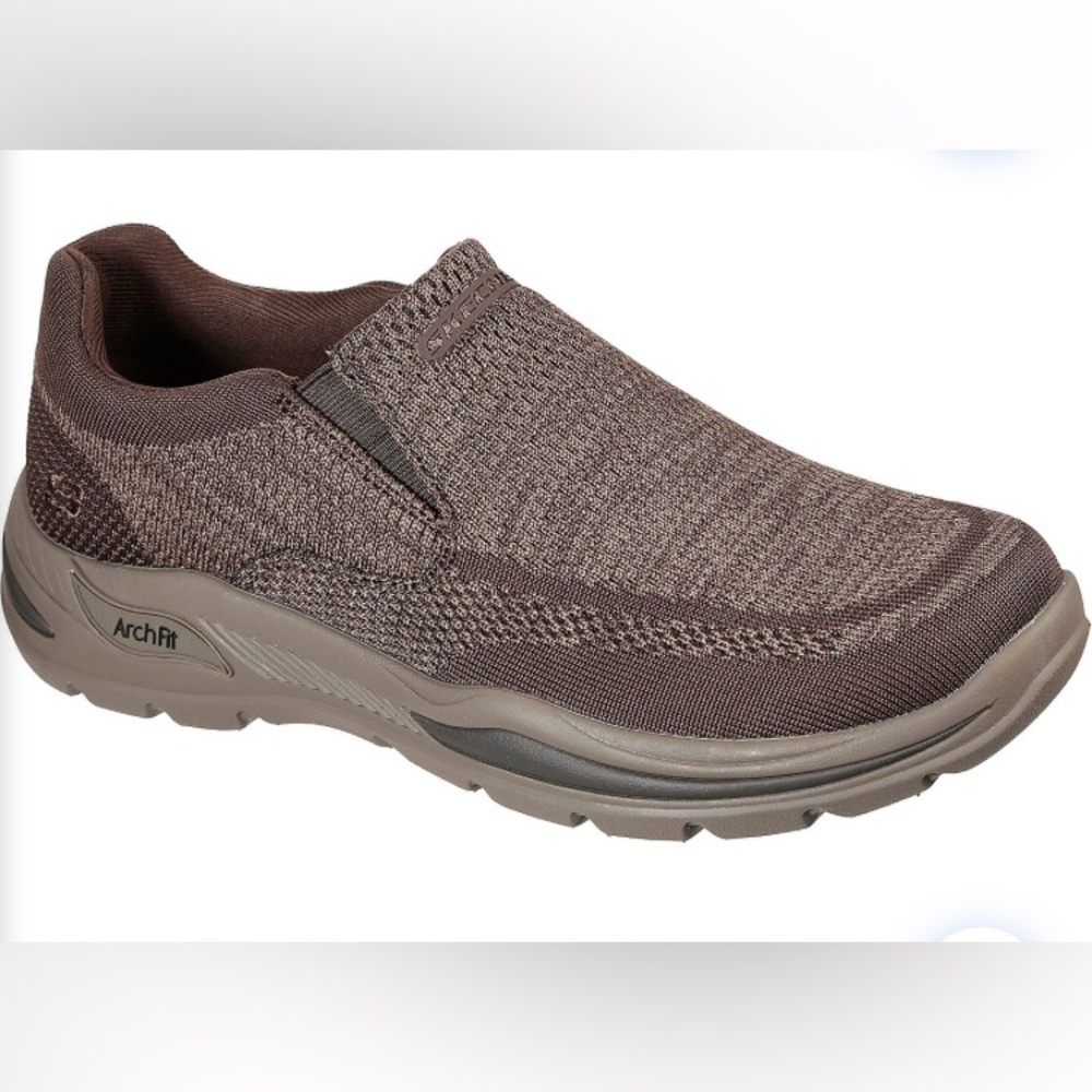 Skechers Men's Arch Fit Motley Vaseo Brown Slip-On. Knit jersey upper.